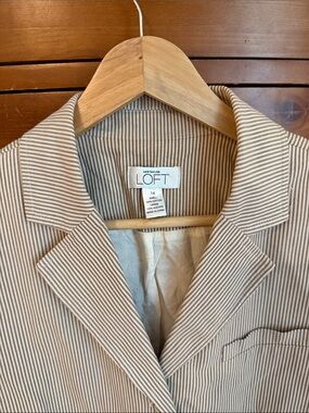 LOFT Beige and White Striped Blazer